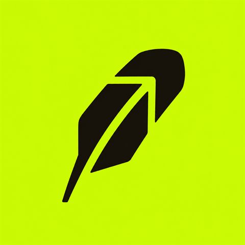 Robinhood feather symbol on a bright green background